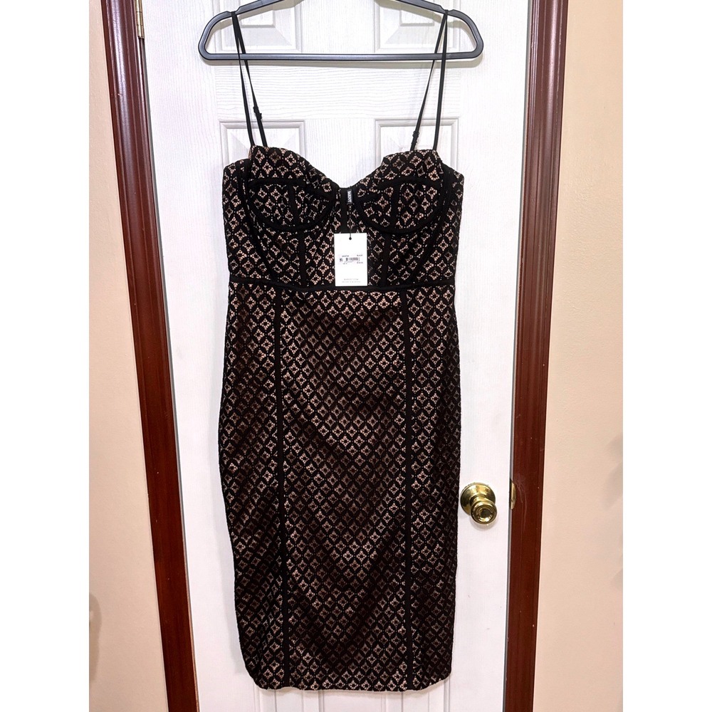 Bardot Black Lace Bustier Dress Cocktail Party‎ Bodycon US 10